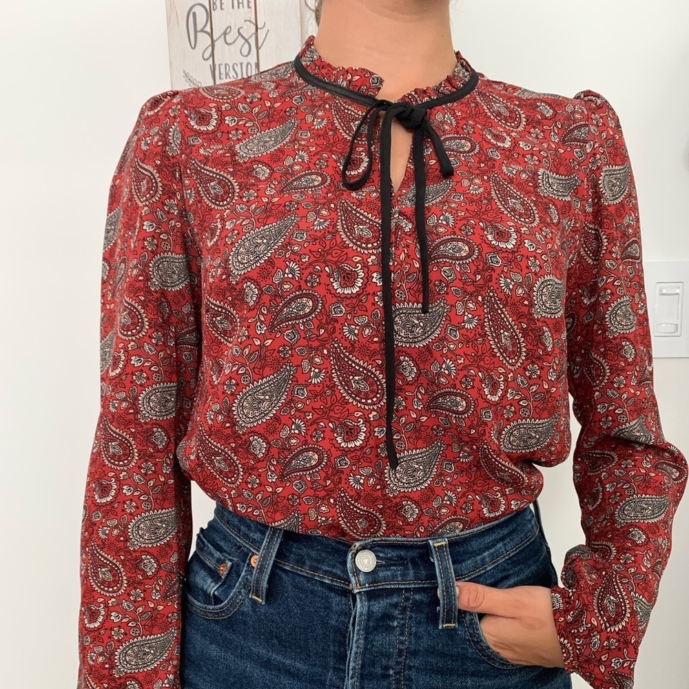 Forever 21 Orange Paisley Print Boho blouse